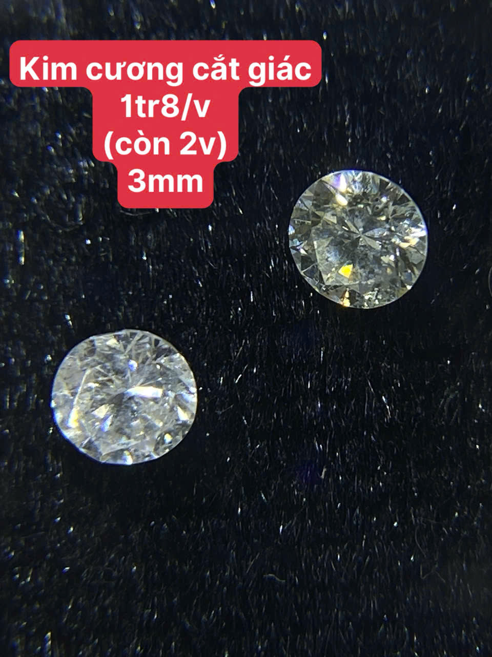 Kim cương trắng cắt giác  Size: 3mm