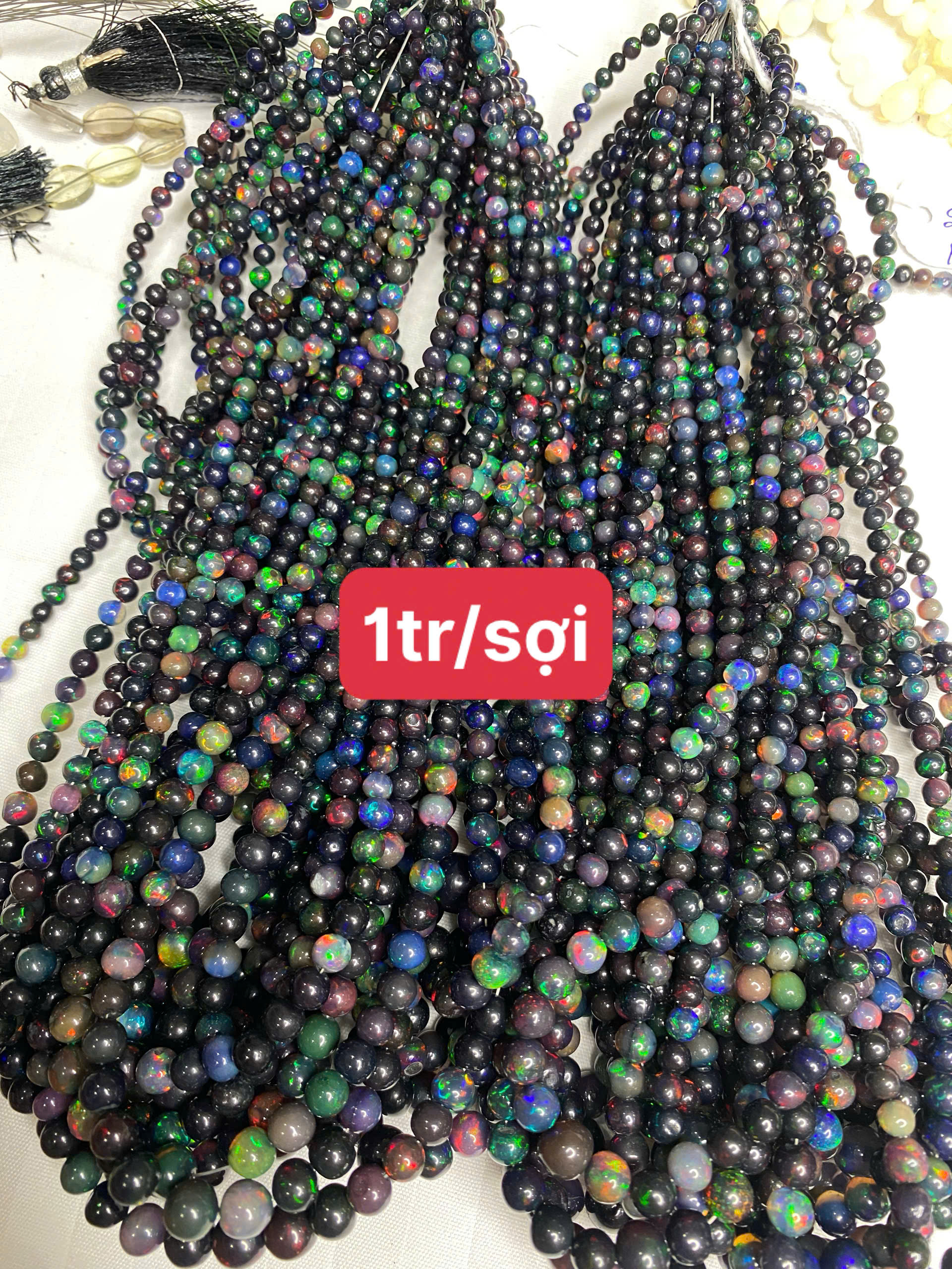 Opal tròn đen lửa đẹp 3,5 - 7,5ly #4