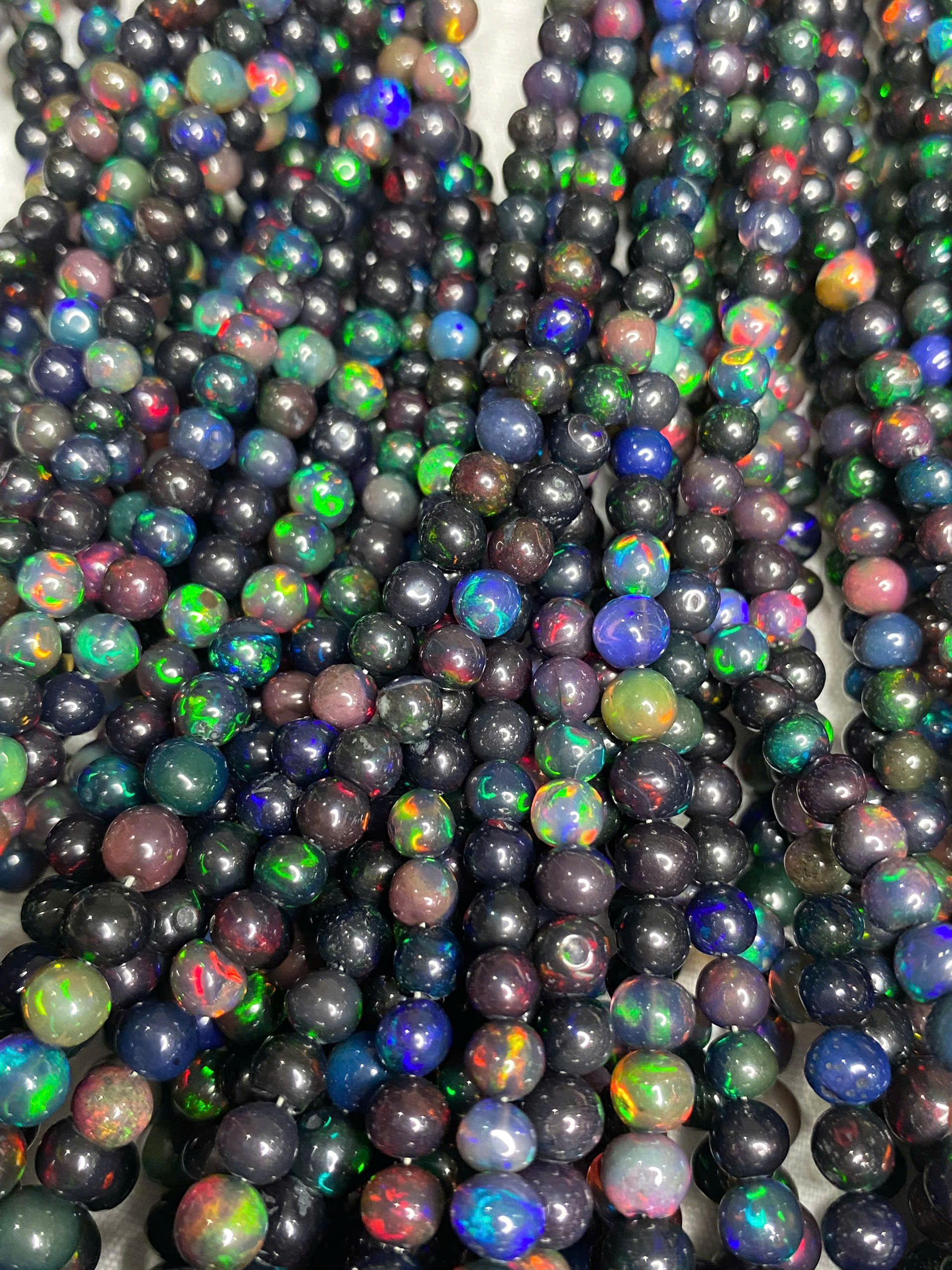 Opal tròn đen lửa đẹp 3,5 - 7,5ly #2