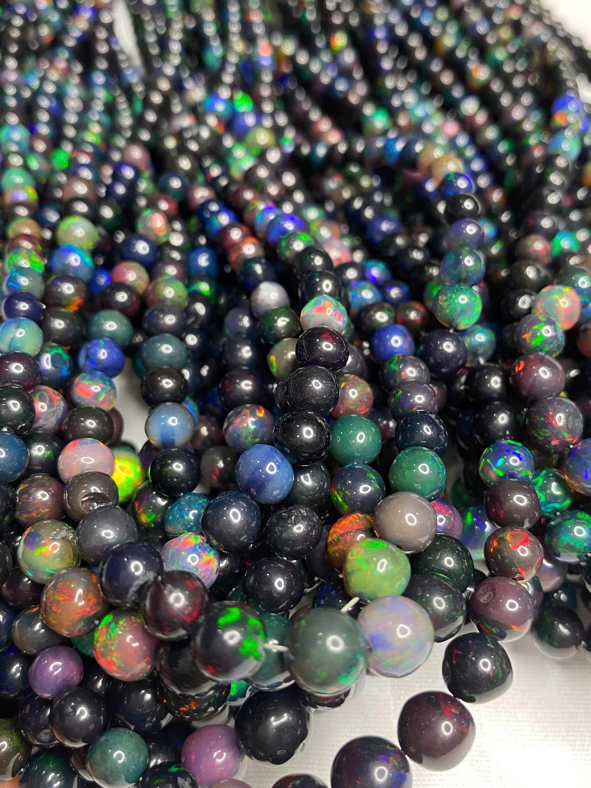 Opal tròn đen lửa đẹp 3,5 - 7,5ly #3