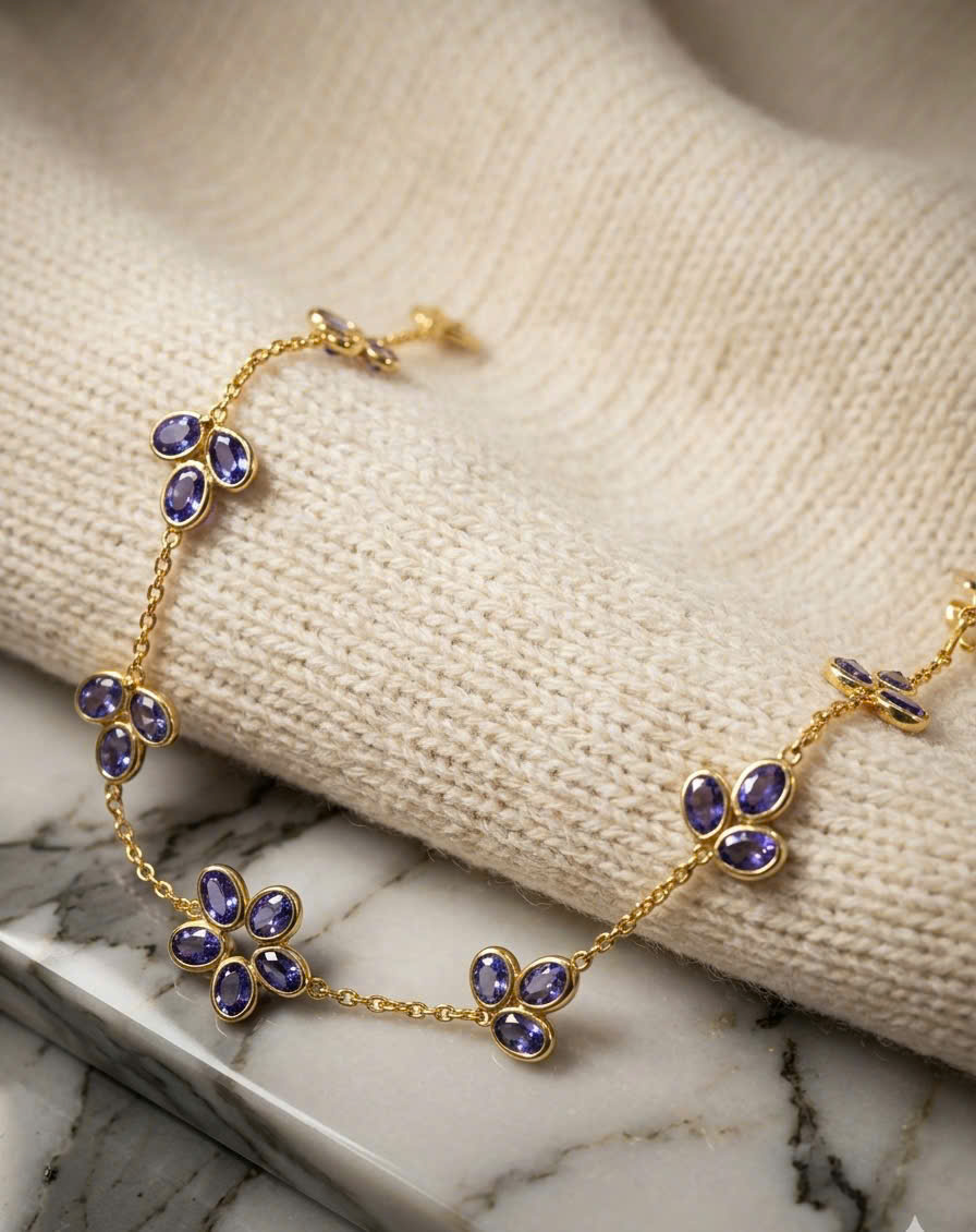 Lắc bạc 925 xi vàng kết hợp tanzanite tự nhiên #1